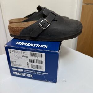 Birkenstock Boston Clogs - black oiled leather EU 36